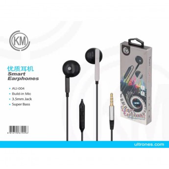 Smart Earphones Build-In Mic 3.5MM Jack Negro Plata