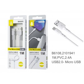 Cable de datos S.Basic Flute para Micro USB, 1M, 2.4A
