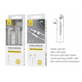 Auriculares con Microfono Ecotu, con Boton Multifuciones y Control de Volumen, cable 1.2M