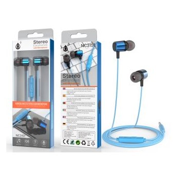 Auriculares Ring con Microfono y Boton multifunciones, Longitud 1,2M