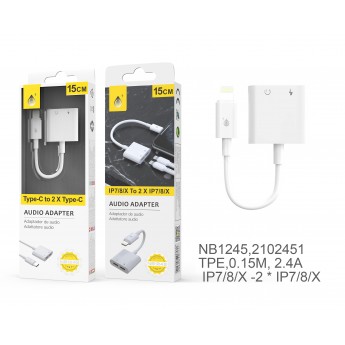 Cable Adaptador 2 En 1 IP a Carga Iphone + Audio Iphone , 0,15M