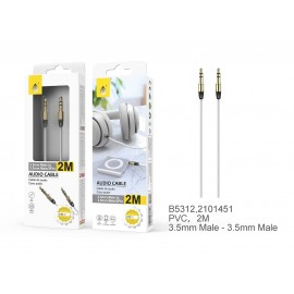 Cable Audio Plank M/M 3.5mm, conector metálico, 2 M