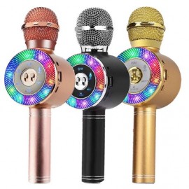 micrófono inalámbrico con bluetooth para karaoke, altavoz, cambiador de voz, micrófono para PC, teléfono, disco de luz LED