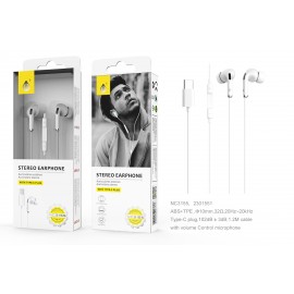 Auriculares con Micrófono LIA ,Con Boton Multifuncion y Control de Volumen Para TYPE C, Longitud 1.2M