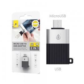 Mini adaptador de aluminio conexión USB a MicroUSB