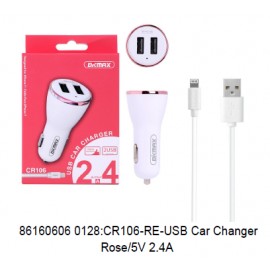 USB Car Changer Rose/5V 2.4A