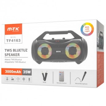 Altavoz BT 5,0 Con luz RGB, 35W 3000mAh FM/USB/TF card/Audio/Karaoke, Con Asa De Transporte, lleva Mando a Distancia, Micrófono