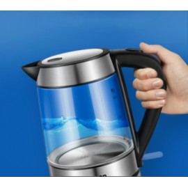 Hervidor de agua eléctrico, Protección Contra el Hervor Seco, Cristal con Acero inoxidable,1,8L 1800W