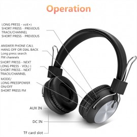 Casco inalámbricos, audífonos estéreo con cable, Bluetooth 5,0, plegables