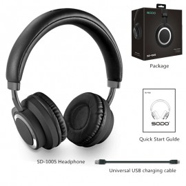 Casco SODO inalámbricos, audífonos estéreo con cable, Bluetooth 5,0, plegables, TF/FM, SD-1005