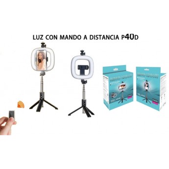 Luz de aro cuadrado con mando a distancia y trípode