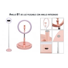 Luz de aro con trípode sobremesa integrado, plegable