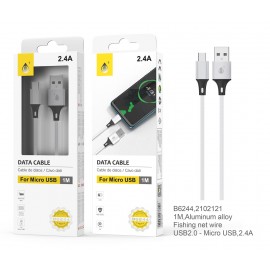 Cable de datos Aluminio Kratos para Micro USB, 2.4A , 1M