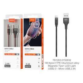 Cable de Carga Magnetica Shark para MicroUSB, 1M 2.4A