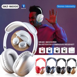 Auriculares inalámbricos con Bluetooth Max10 Rgb con Subwoofer de micrófono, compatible con tarjeta Tf, de música Hifi con cable