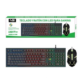 Set teclado y ratón para juegos con cable 1.5M, 1200DPI, luz LED