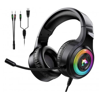 CASCOS GAMING PROFESIONALES F2, PS4/PS5, X BOX ONE, MAC CON MICROFONO, LUZ  LED,USB+3.5MM - MOVIXOZ