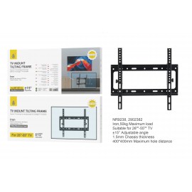 Soporte Fijo de Montaje en Pared para TV de 26"-55", Iron, Angulo Ajustable ±15º, Max 50Kg, 40x40cm