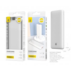 Power bank Alexis 10000 mAh, material ABS, 2.4a, con luz Led, 2 input (Micro, Type-C)