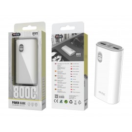 PowerBank Elara 8000 mAh 2 USB , 2 entrada(Type C + Micro USB), Bateria Energia