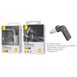 transmisor FM Aluminio, BT 5.0, Con Manos Libres/USB/ TF CARD (64GB MAX),Con Pantalla Y Boton Multifuncional,