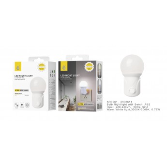 Luz nocturna LED con boton de encendido 0.78W