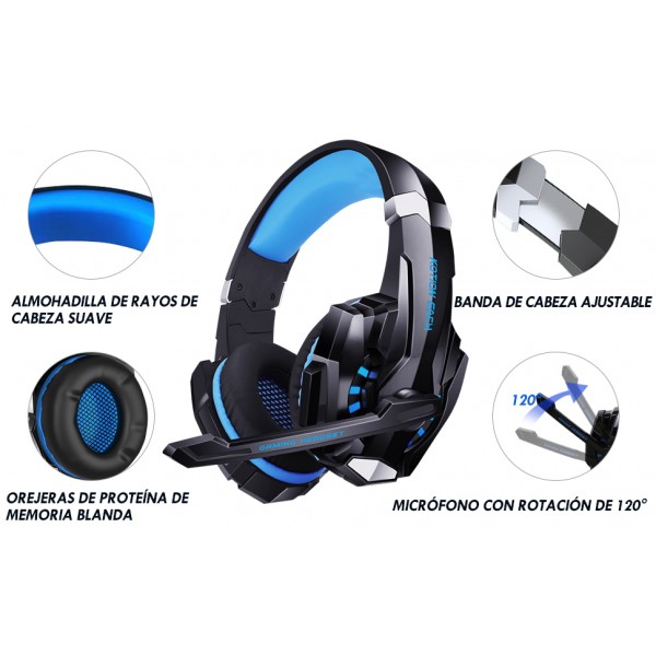 Auriculares Gaming PS4, G9000, Premium Stereo con Microfono Gaming Headset  con 3.5mm Jack para PC/Xbox One/Switch con Gancho - MOVIXOZ