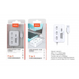 Lector Combo de Tarjetas + HUB , 7 EN 1, Compatible SD/TF/MS/M2