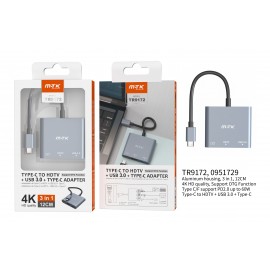 Cable de Adaptador Type-C Multifuncion OTG , HDMI 4K +USB 3.0+Carga