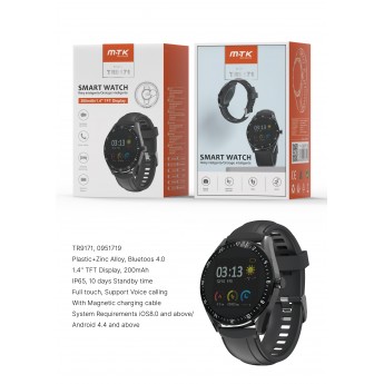 Reloj Inteligente bluetooth con pantalla Tactil TFT 1.4", Soporta a llamada, impermeable