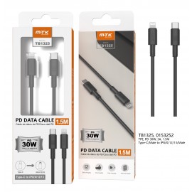 Cable de Datos Swift , Type-C a Lightning ,Carga Rapida PD 30W/3A ,Cable 1.5M