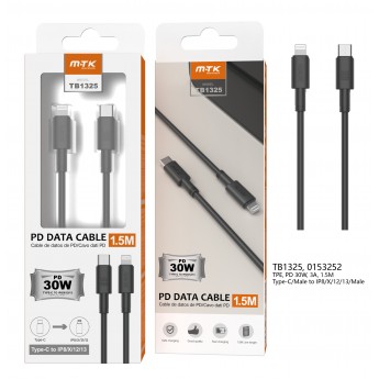 Cable de Datos Swift , Type-C a Lightning ,Carga Rapida PD 30W/3A ,Cable 1.5M