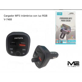 Transmisor MP3 de coche inalambrico  con luz Led, BT, QC 3.0