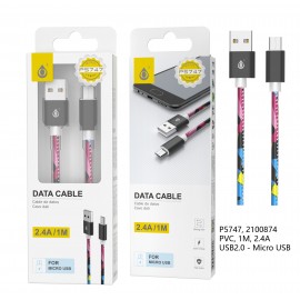 Cable de Datos Rainbow Para Micro USB , 2.4A/1M