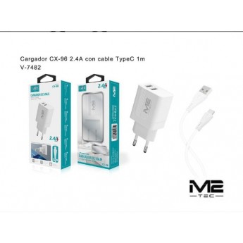 Cargador 2.4A, con cable iPhone, 1M, con 2 entrada de USB