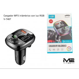 Transmisor inalambrico MP3 con luz RGB, 3.1A con Bluetooth
