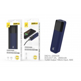 Power Bank Sorlax 2600 mAh, 1 USB, 1.0A