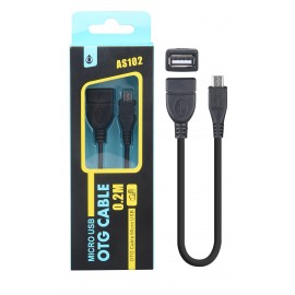 Cable OTG - Micro USB 0,2M, Negro