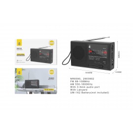 Radio portátil AM/FM con Antena y correa , Entrada de jack 3.5mm, Bateria 2*UM-1/D