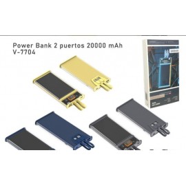 Power bank de 20000mAh, 2 puertos con cable lightning y Type-C