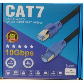 Cable Internet CAT7, 3M Longitud, 10GBPS, 26AWG