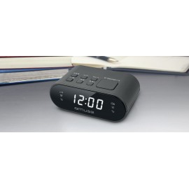 Muse M-10 - Radiodespertador con 2 alarmas PLL, Reloj de 24 Horas, regulador de Intensidad,