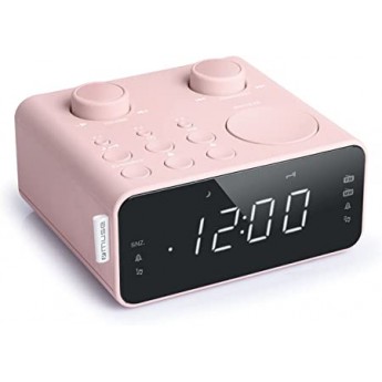 Radio Reloj Despertador MUSE M-17CPK Rosa, Dimmer, Buzzer, Doble Alarma