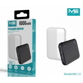 Power bank 6000mAh, carga simultanea dual USB, 2.1A, anticircuito