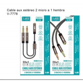 Cable Aux estéreo 2 micro a 1 hembra