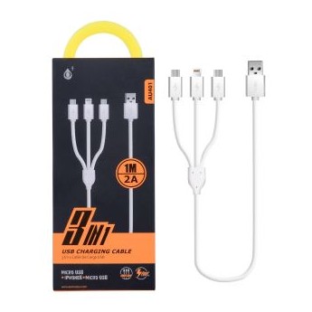 Cable de datos 3 en 1 (Micro USB+Micro USB+IP5/6/7) 1M