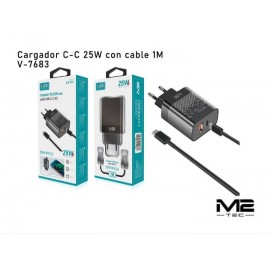 Cargador 25W PD con entrada Type-C y PD 3.0 USB, cable Type-C a Type-C