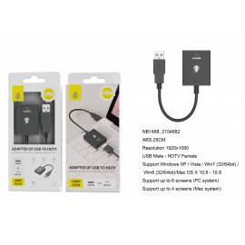 Adaptador USB (Macho) A HDMI (Hembra)1080P, 25cm