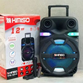 Altavoz KIMISO QS1213, 2000W, inalámbrica, 12", con carrito para DJ, caja de sonido con luz LED, Subwoofer, 12"