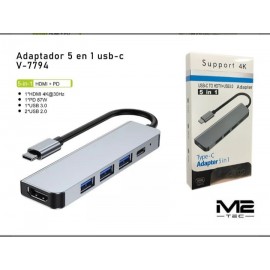 Adaptador 5 en 1 con cable Type-C